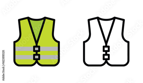 Safety Vest Illustration Standing Out with Bright Colors and Clear Design Ready to Use