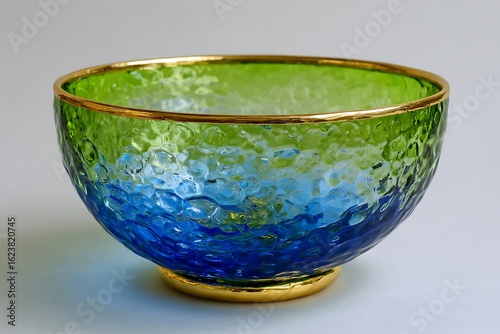 Wallpaper Mural Artisanal Glass Bowl with Green-Blue Texture and Gold  
 Torontodigital.ca