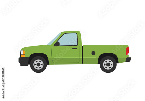Green Truck A simple side view illustration of a green pickup truck