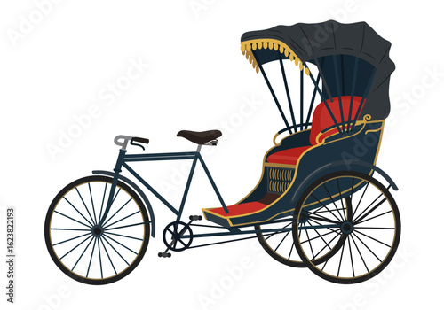 A vintage rickshaw with intricate details showcasing classic transportation