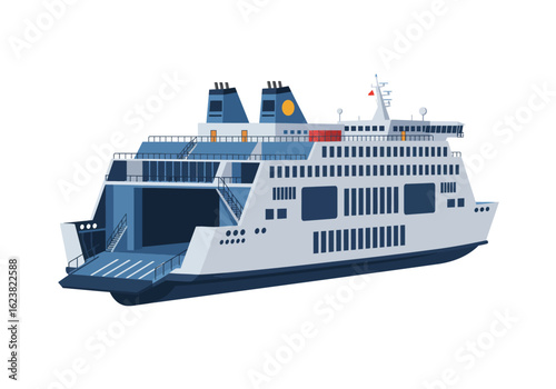 Ferry Boat Voyage A large passenger and vehicle ferry ship on the open sea