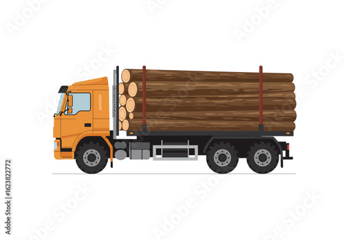 Lumber truck hauls timber ready for construction