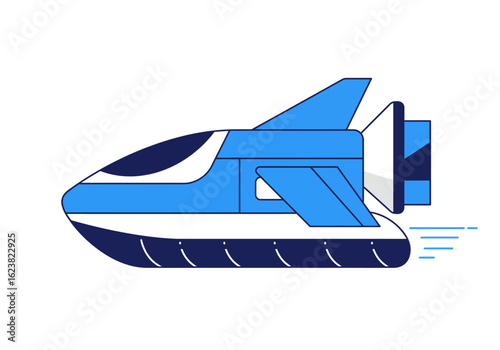 Futuristic hovercraft zipping along ready for highspeed travel