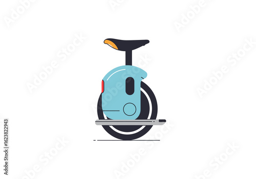 Sleek blue electric unicycle design stands poised for silent motion on a white canvas