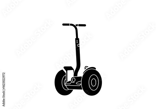 Segway A sleek black silhouette of a selfbalancing scooter