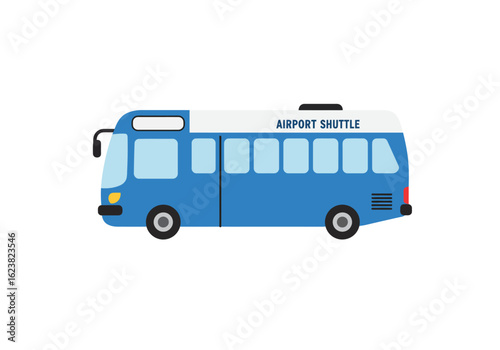 Airport shuttle bus in bright blue a ride to destinations afar