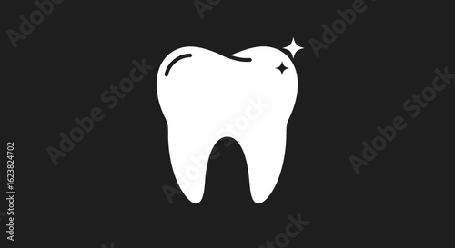 Bright White Tooth Icon Symbol of Dental Health and Hygiene