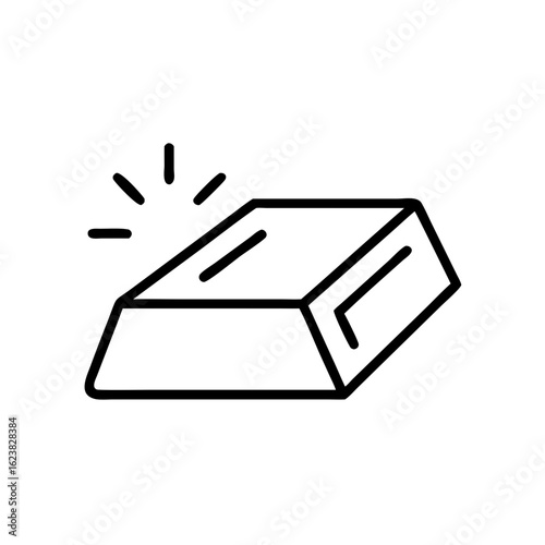 Silver bar icon in minimalist line art design on white background  