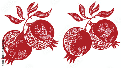 Armenian Pomegranate Motifs Silhouette Vector Icon
