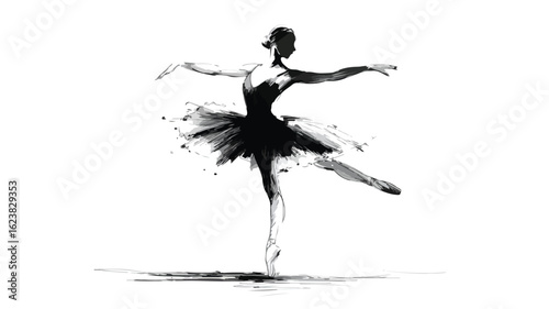 Elegant Ballet Dancer Sketch Silhouette Vector Logo Icon