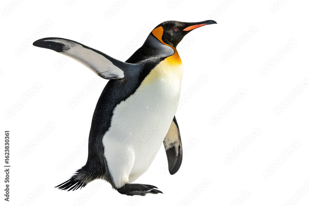 Naklejka premium King Penguin Walking with Flippers Out - 3D Illustration