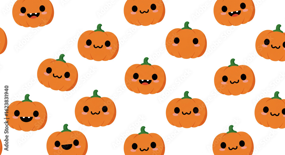 Fototapeta premium Cute halloween pumpkin pattern background vector illustration for kids and holiday decor