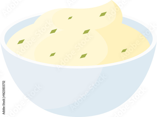 White Starch Flour in Bowl Illustration
