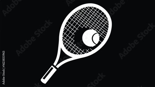 Professional Tennis Racket and Ball Sport Pictogram