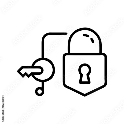 Key and padlock symbolizing cybersecurity protection  