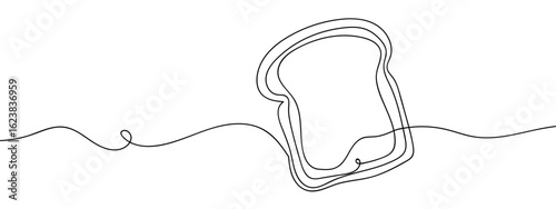 Simple hand drawn vector line continuous drawing of sliced bread, breakfast, isolated on transparent background. stroke editable