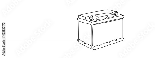 Simple hand drawn continuous vector line of car battery isolated on transparent background. stroke editable