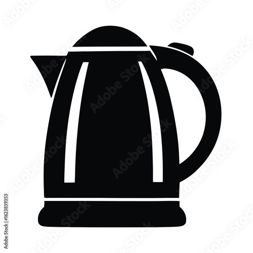 Black electric kettle appliance for boiling water in kitchen vector illustration icon graphic design silhouette