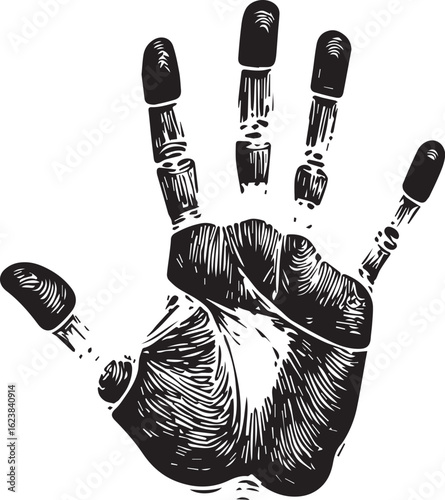 Handprint Impression: A detailed black handprint, meticulously captured, offers a unique textural contrast and artistic charm.