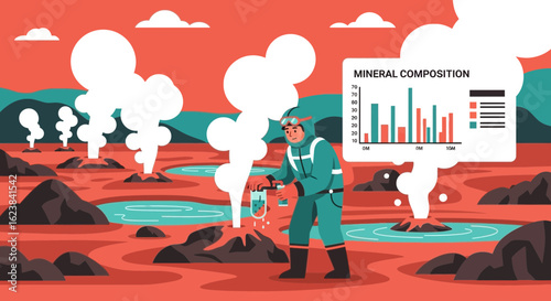 Geothermal Analysis And Mineral Assessment In Remote Landscapes Illustration