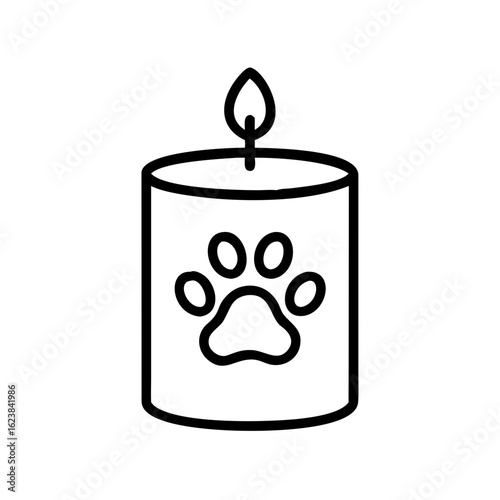 Candle with paw print design for pet memorial remembrance  