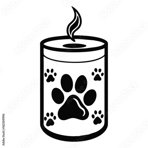Memorial candle with paw print design for pet remembrance  