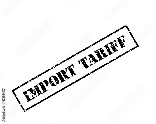 Black Angled Import Tariff Grunge Stamp Icon