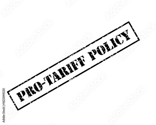 Black Angled Pro-Tariff Policy Grunge Stamp Icon