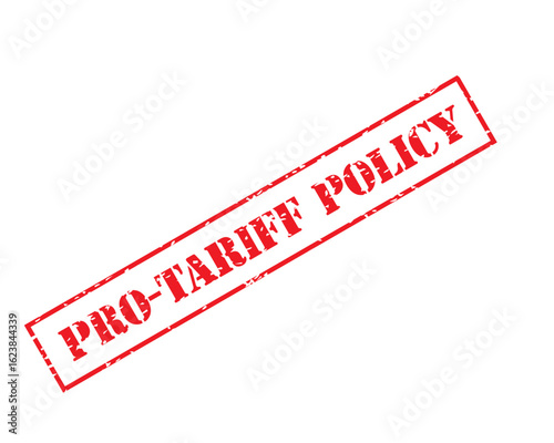 Red Angled Pro-Tariff Policy Grunge Vector Stamp Icon