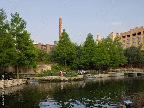 View of the Pearl San Antonio district from the Riverwalk.