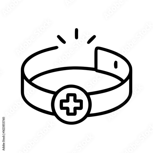 Medical alert bracelet illustration in simple line art style  