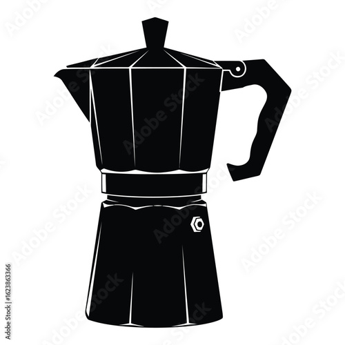 Silhouette black vector black silhouette of a moka coffee pot isolated on white background