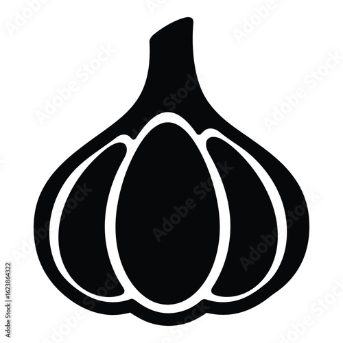 Silhouette black vector garlic bulb isolated on white background
