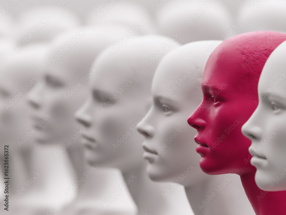 Fototapeta premium individuality in a row of mannequins
