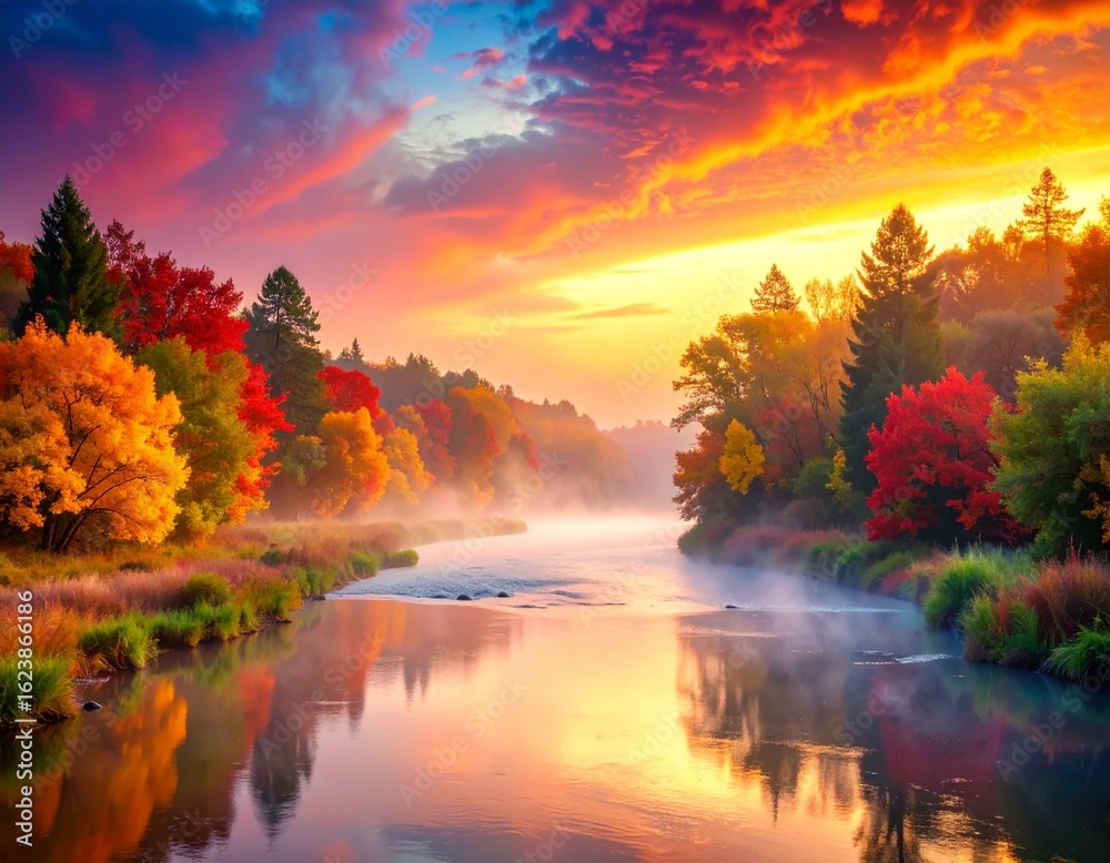 Fototapeta premium hazy foggy river with gradient overlays