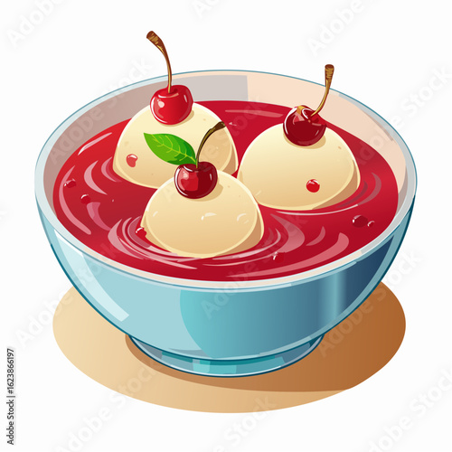 Grießklößchen in Kirschsuppe