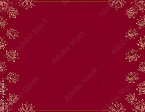 maroon poster background with lotus border
