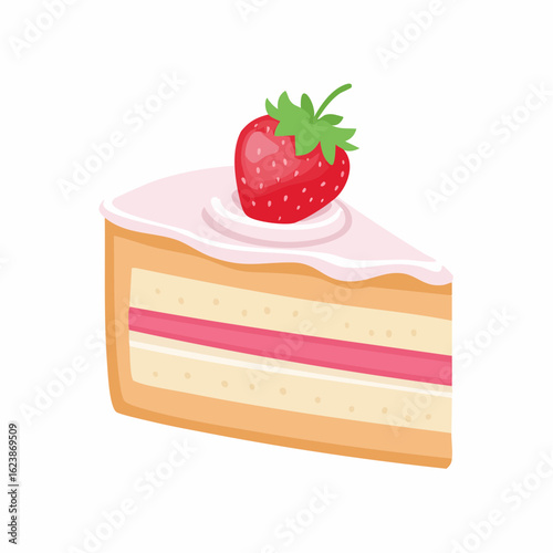 Stück Erdbeerkuchen mit Sahne