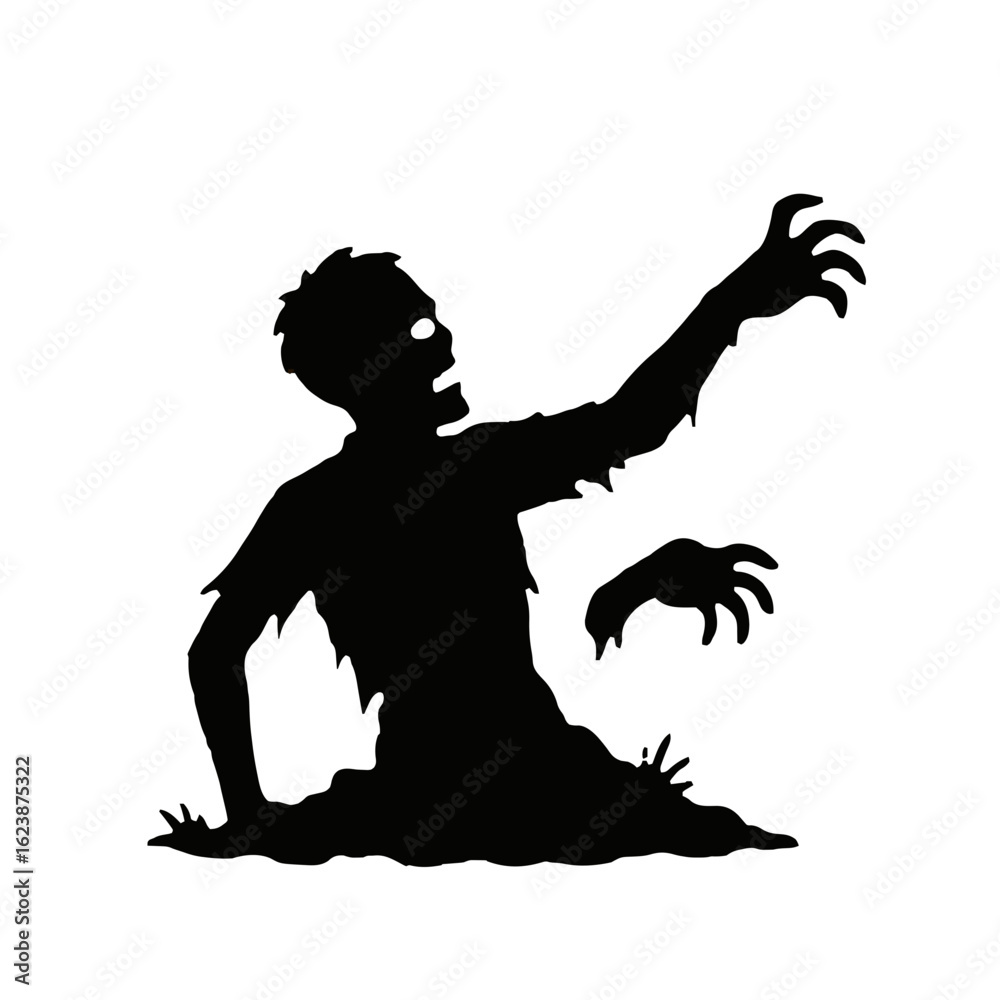 Fototapeta premium Silhouettes of zombies rising from the grave