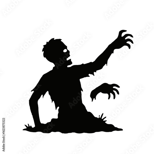 Silhouettes of zombies rising from the grave