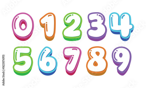 colorful cartoon numbers for kids education