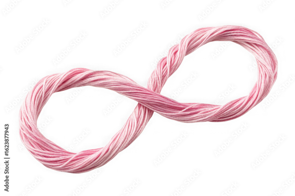 Pink infinity symbol made of twisted thread isolated on transparent background Pink infinity symbol made of twisted thread isolated on transparent background