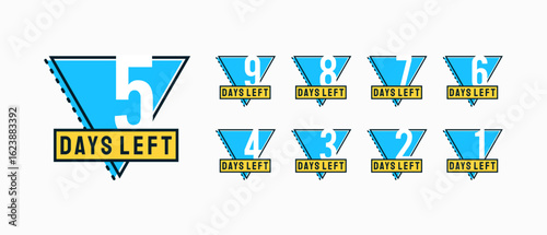 Set of Modern Flat Designs Countdown left days banner, number of days left badge for promotion, countdown sales vector illustration