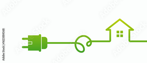 Eco house icon. Energy efficient house concept, Electric socket with a plug. Connection and disconnection concept