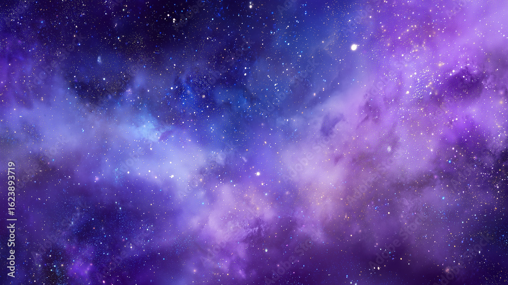 Naklejka premium Purple galaxy with shining stars and cosmic clouds