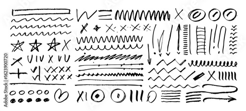 Hand-Drawn Doodle Elements: Lines, Shapes & Symbols Collection