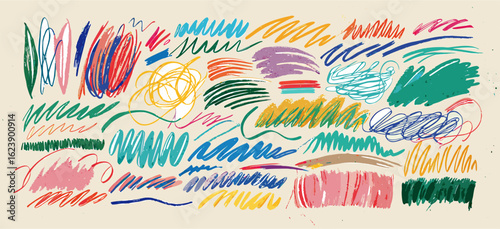 Colorful Hand-Drawn Strokes & Scratches Texture Background