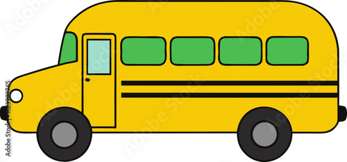 Yellow school bus cartoon isolated on transparent background