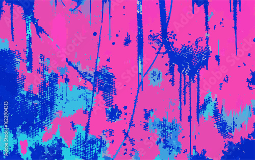 Abstract Pink and Blue Paint Splatter Texture Background