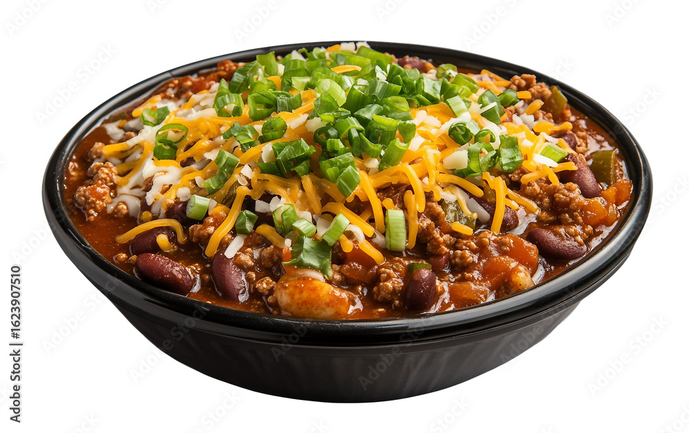 Warm bowl of hearty chili filled with beans and topped with melted shredded cheese isolated on transparent background PNG Warm bowl of hearty chili filled with beans and topped with melted shredded cheese isolated on transparent background PNG
